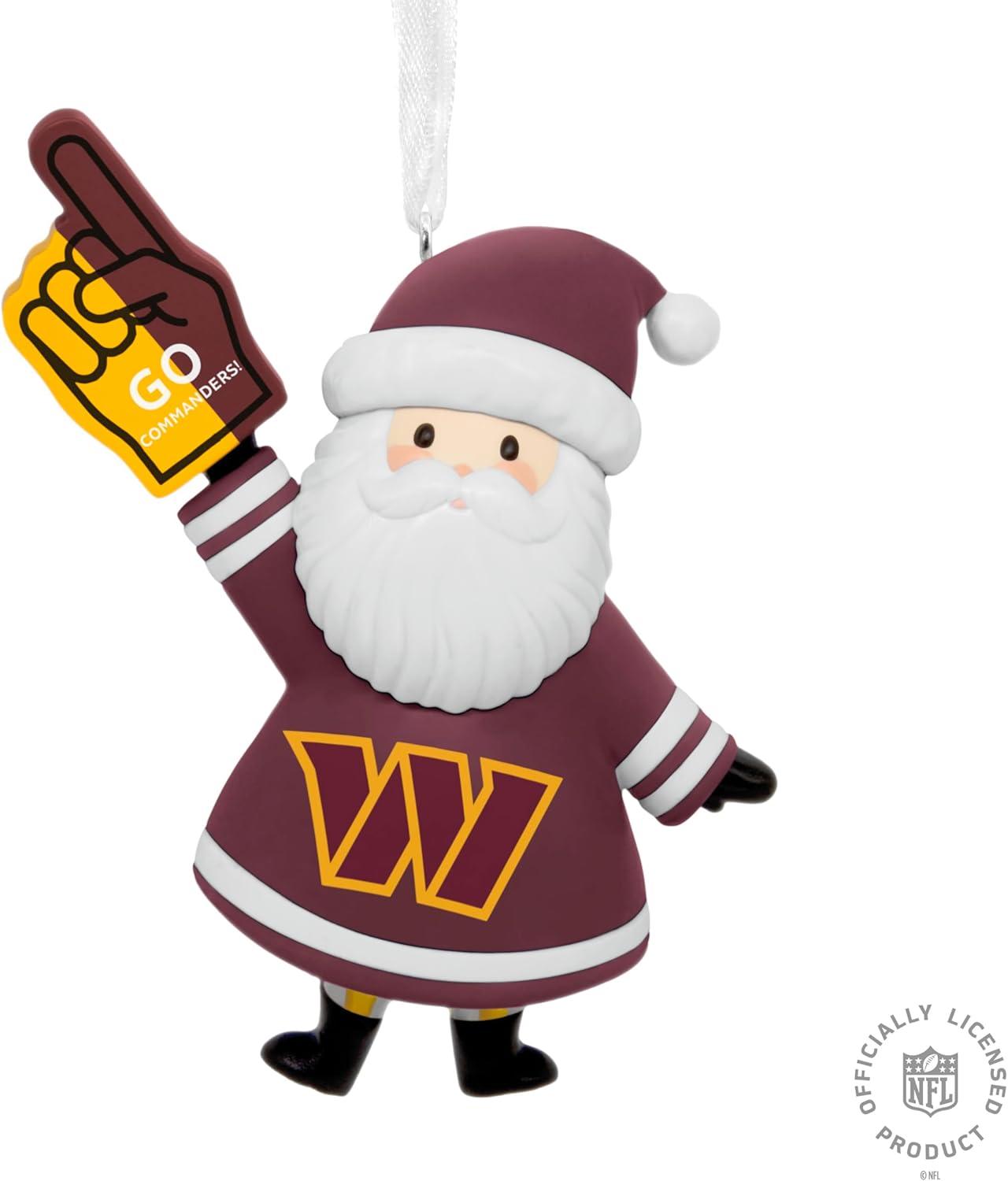 imageHallmark NFL Washington Commanders Santa Fan Christmas Ornament Gifts for Sports Fans