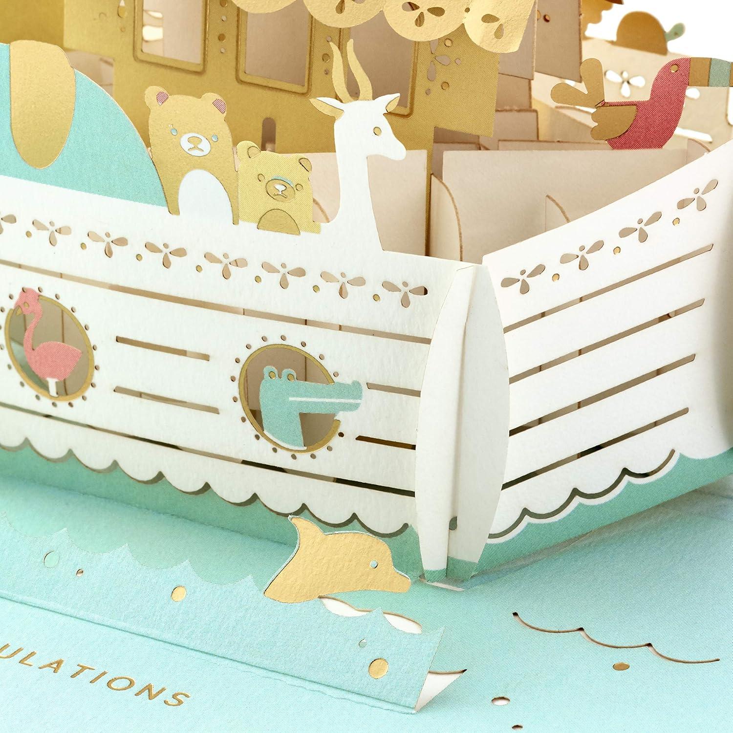 imageHallmark Paper Wonder Pop Up Baby Shower Card for New Parents Family Tree Welcome New Baby Congratulations Gender RevealPop Up  Noahs Ark