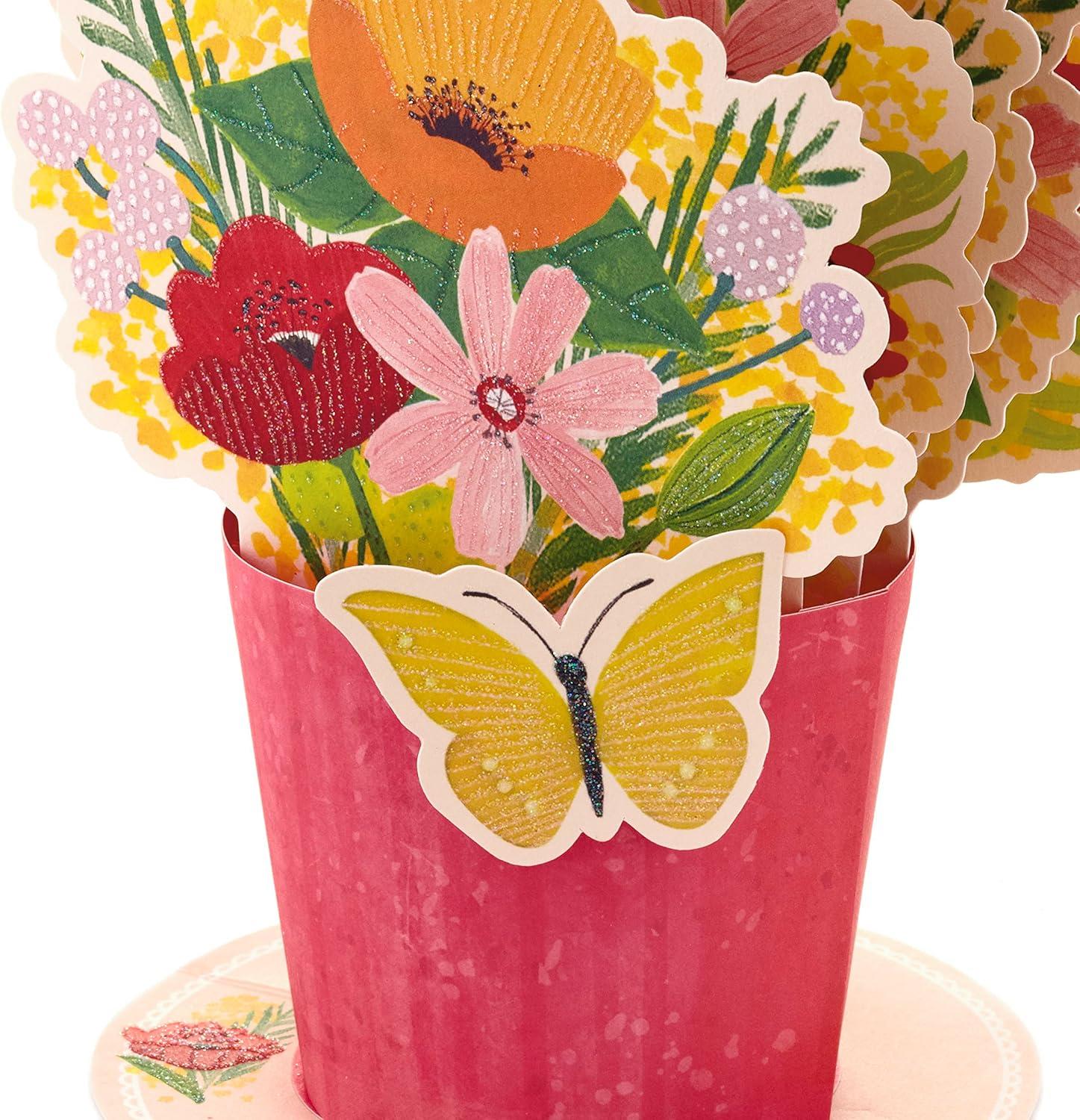 imageHallmark Paper Wonder Pop Up Card for Birthday Thinking of You Congrats or Any Occasion Flowers and ButterfliesPop Up  Displayable Bouquet