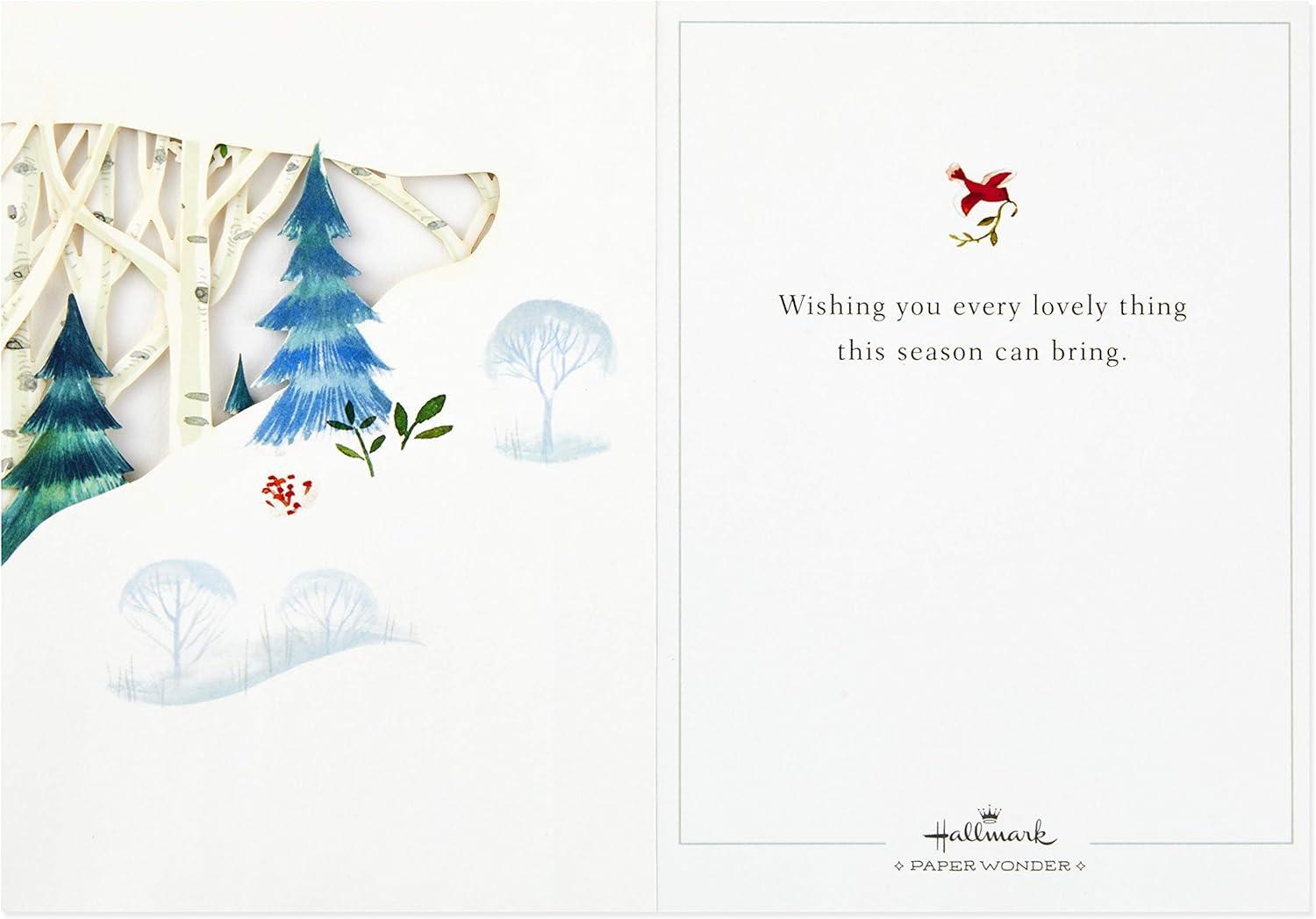 imageHallmark Paper Wonder Pop Up Christmas Card Holly and Pine Displayable BouquetWoodland Scene Pop Up Card