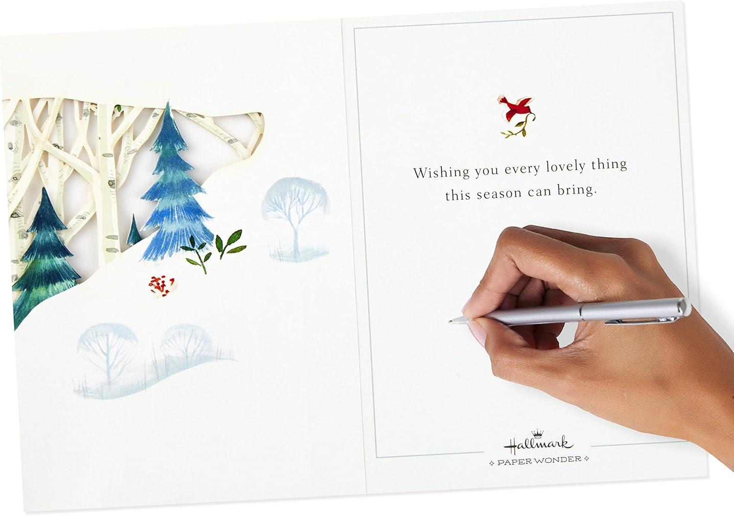 imageHallmark Paper Wonder Pop Up Christmas Card Holly and Pine Displayable BouquetWoodland Scene Pop Up Card