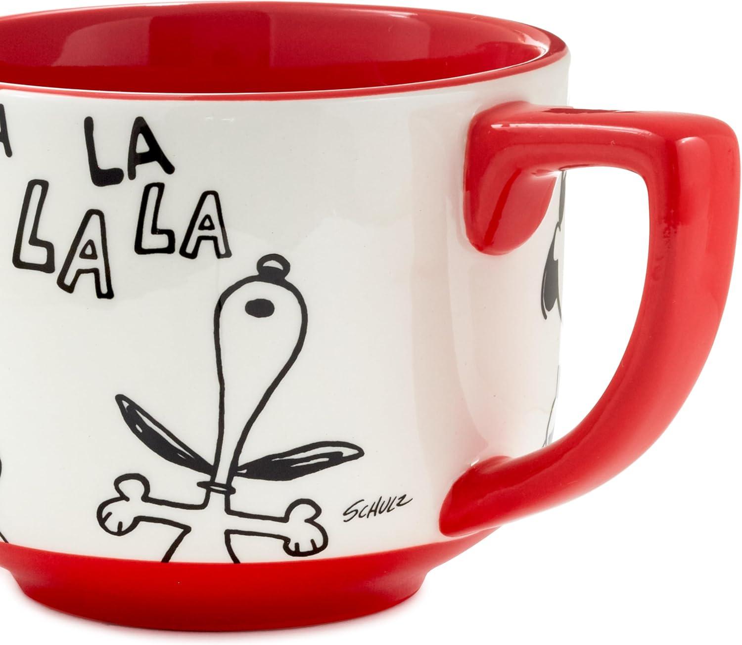 imageHallmark Peanuts Black and Red Ceramic Mug 25 oz Christmas Carols Gift for Fans Collectors