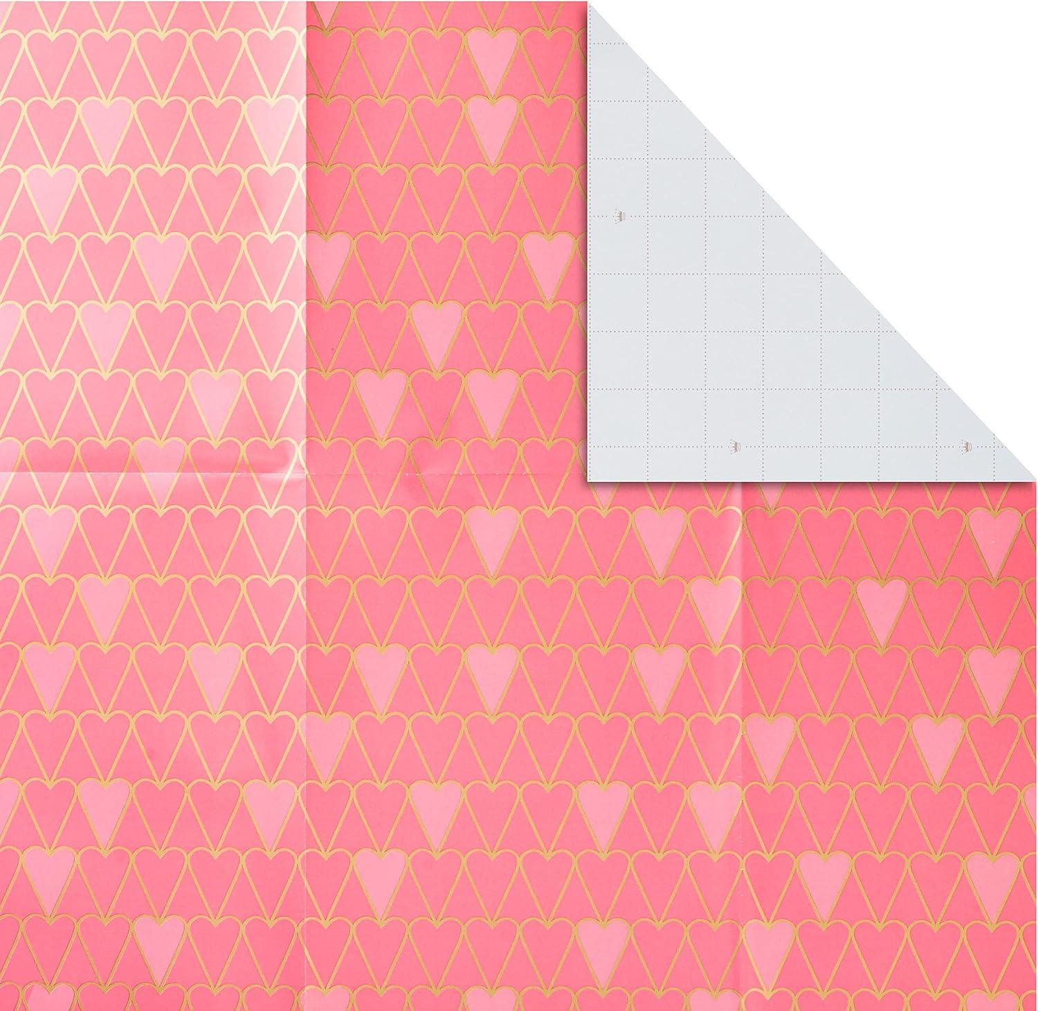 imageHallmark Pink Flat Wrapping Paper Sheets with Cutlines on Reverse 12 Folded Sheets with Sticker Seals Spring Flowers Stripes Hearts for Easter Mothers Day Bridal Showers and MoreGold  Pink  White  Navy