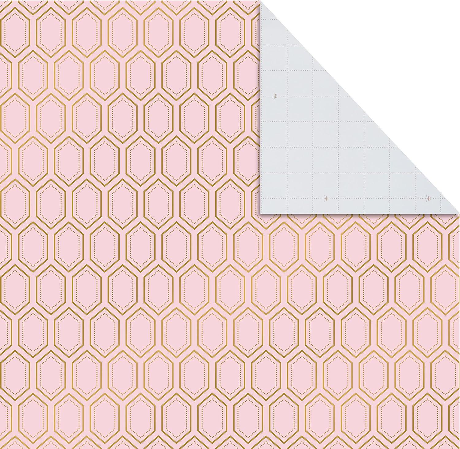 imageHallmark Pink Flat Wrapping Paper Sheets with Cutlines on Reverse 12 Folded Sheets with Sticker Seals Spring Flowers Stripes Hearts for Easter Mothers Day Bridal Showers and MorePink  Blue  Orange  Brown