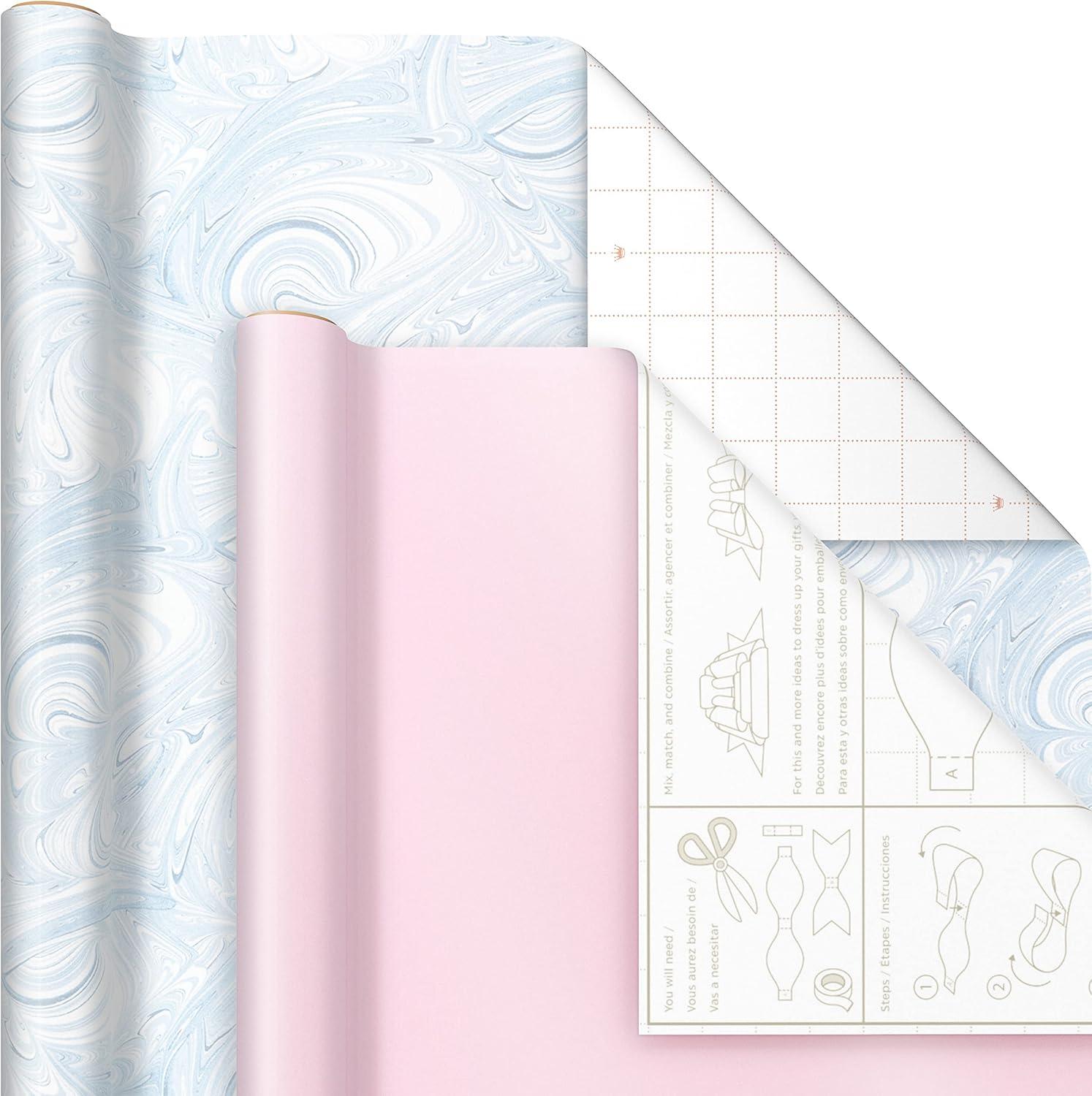 imageHallmark Pretty Wrapping Paper with Cutlines on Reverse 6 Rolls 180 Square Feet Total Flowers Butterflies Stripes Dots for Birthdays Mothers Day Valentines DayPastel Marble  Dots  Confetti  Balloons