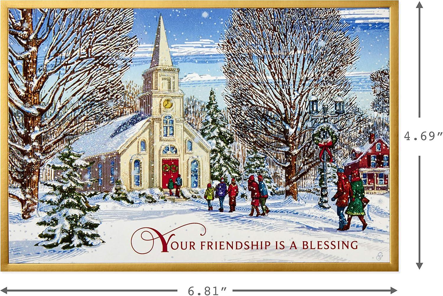imageHallmark Religious Boxed Christmas Cards Christmas Blessings 16 Cards and 17 EnvelopesWinter Church Holiday Cards