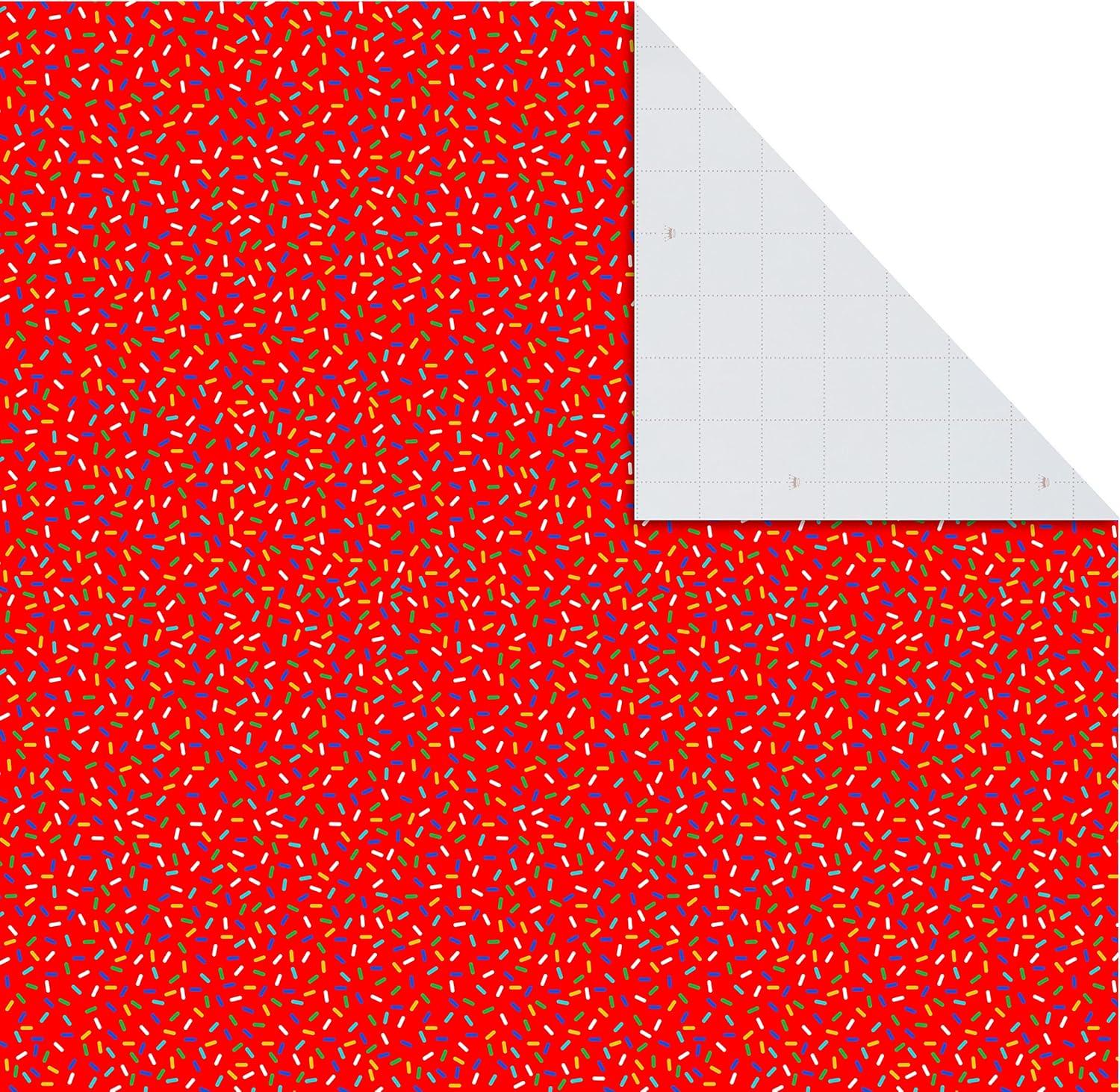 imageHallmark Reversible Flat Wrapping Paper Sheets 12 Folded Sheets with Sticker Seals Rainbow Happy Exclamation Points Polka Dots Confetti for Birthdays Graduations CelebrationsBlue Red Dark Blue and Multicolor