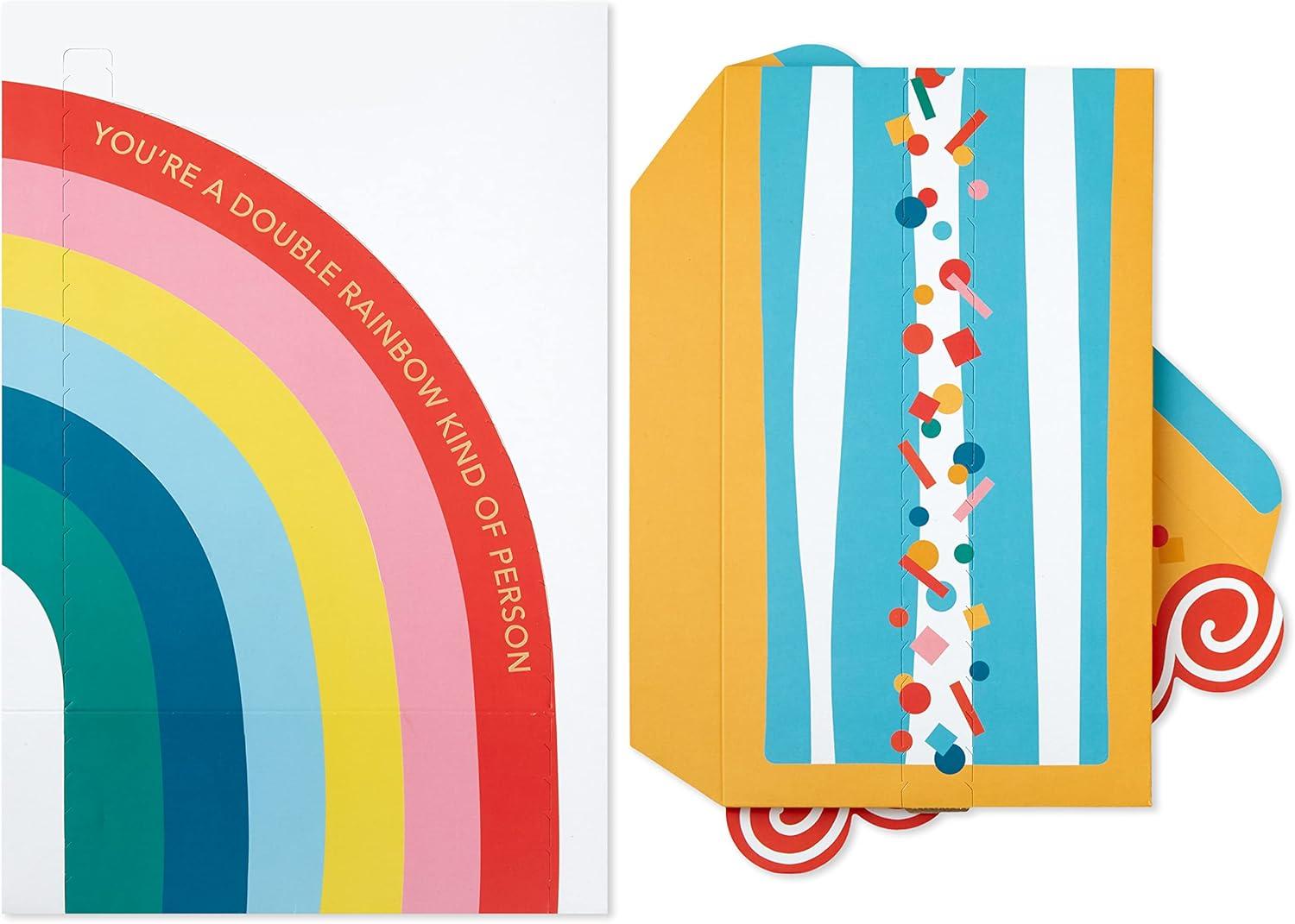imageHallmark SelfSealing Gift Box Set with Zip Opening 2 Boxes Rainbow Birthday Cake for Kids Adults Grandchildren Teachers