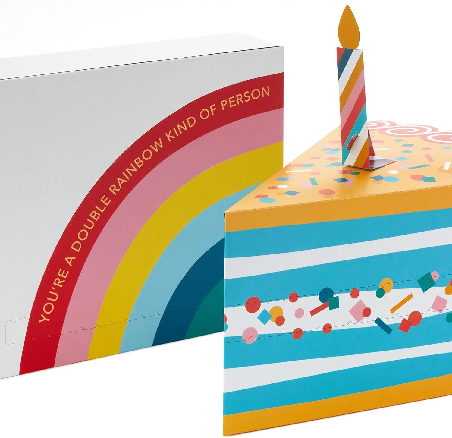 imageHallmark SelfSealing Gift Box Set with Zip Opening 2 Boxes Rainbow Birthday Cake for Kids Adults Grandchildren Teachers