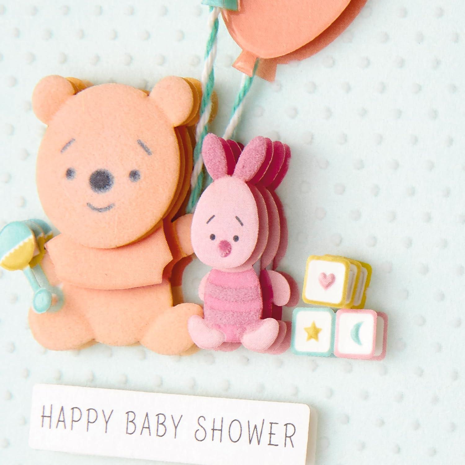 imageHallmark Signature Disney Baby Shower Card for New Parents Winnie the Pooh and Piglet Welcome New Baby CongratulationsAssorted Multicolor