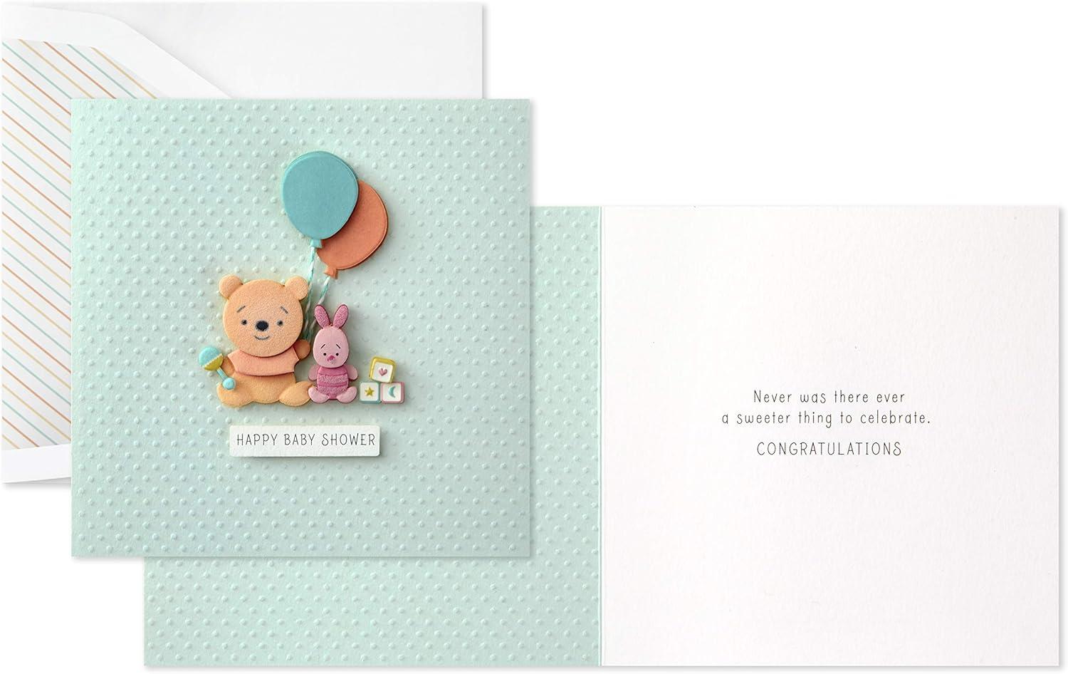 imageHallmark Signature Disney Baby Shower Card for New Parents Winnie the Pooh and Piglet Welcome New Baby CongratulationsAssorted Multicolor