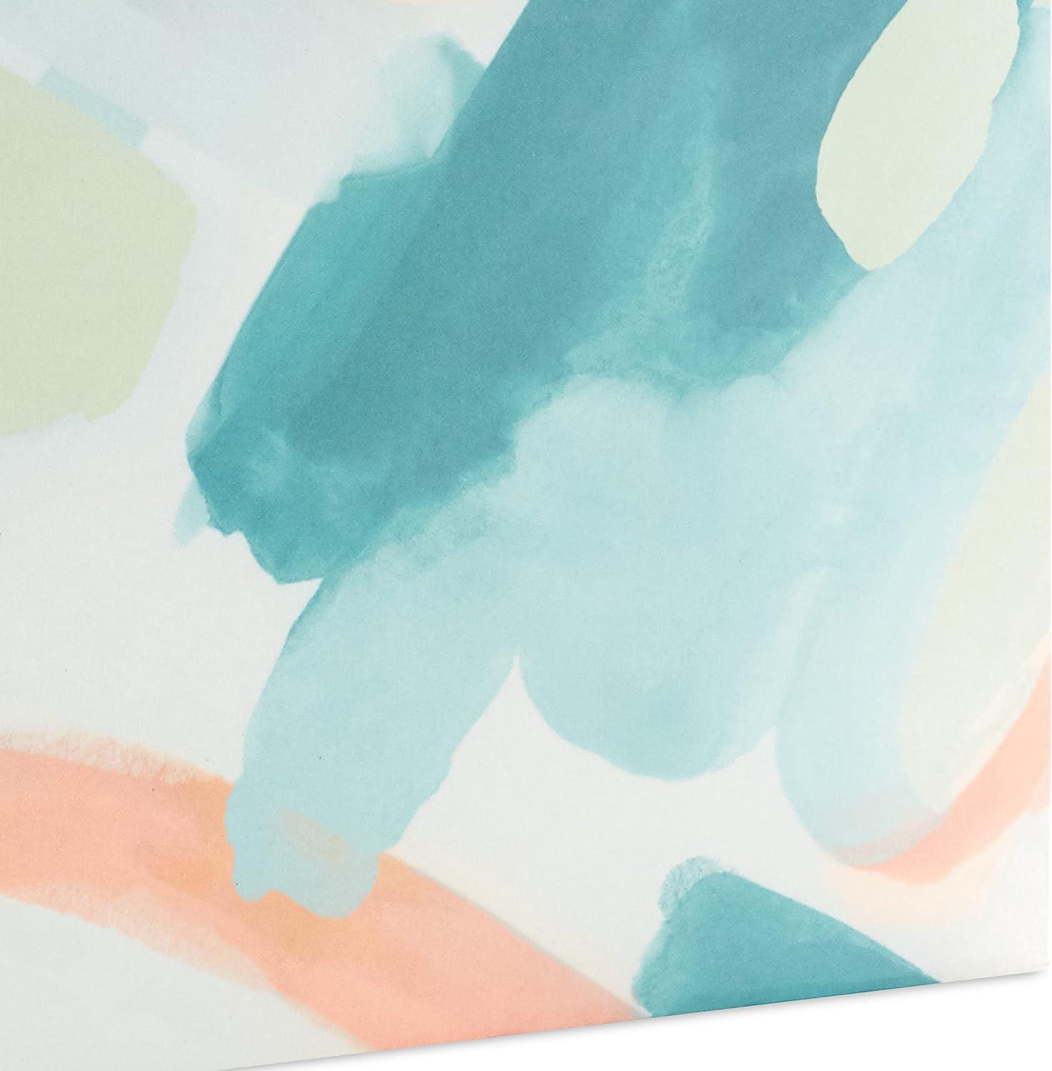imageHallmark Signature Studio 7quot Medium Square Gift Bag with Tissue Paper Abstract Brushstrokes Peach Mint Green Teal for Easter Birthdays Bridal Showers and MoreAbstract Brushstrokes