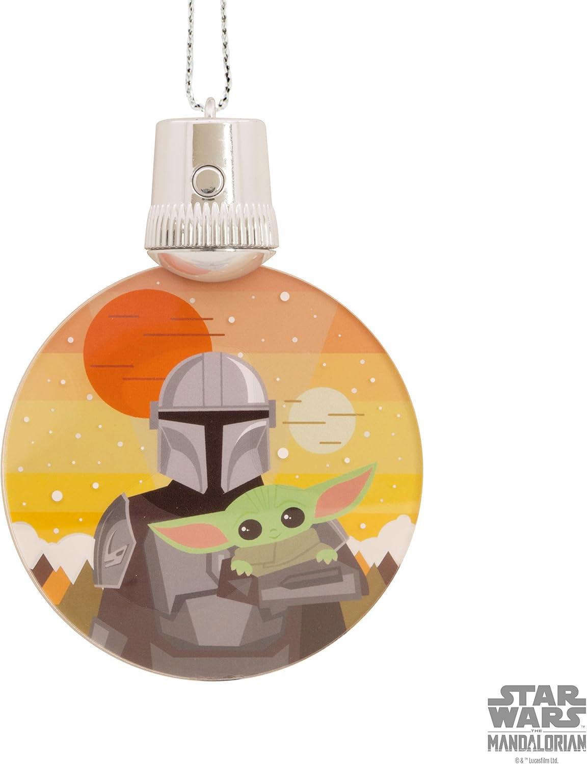imageHallmark Star Wars The Mandalorian Grogu Mystery Halloween Ornaments Set of 2The Mandalorian with Grogu