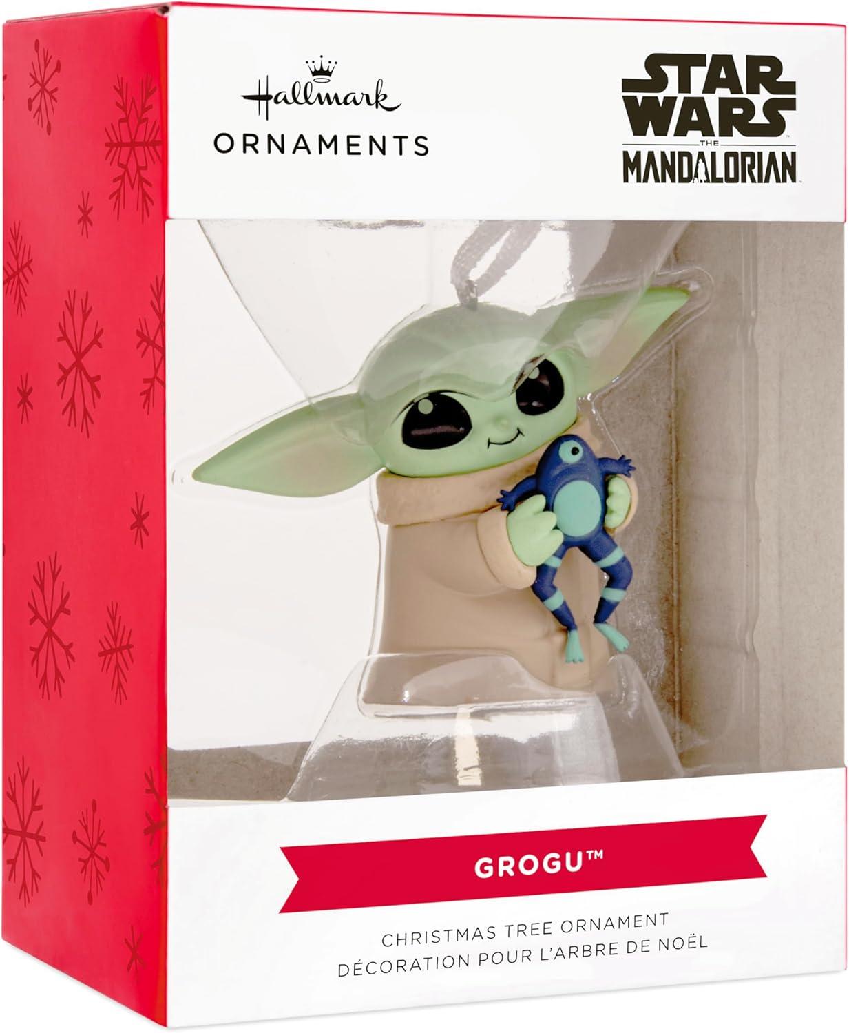 imageHallmark Star Wars The Mandalorian Grogu with Frog Christmas Ornament Gifts for Star Wars Fans