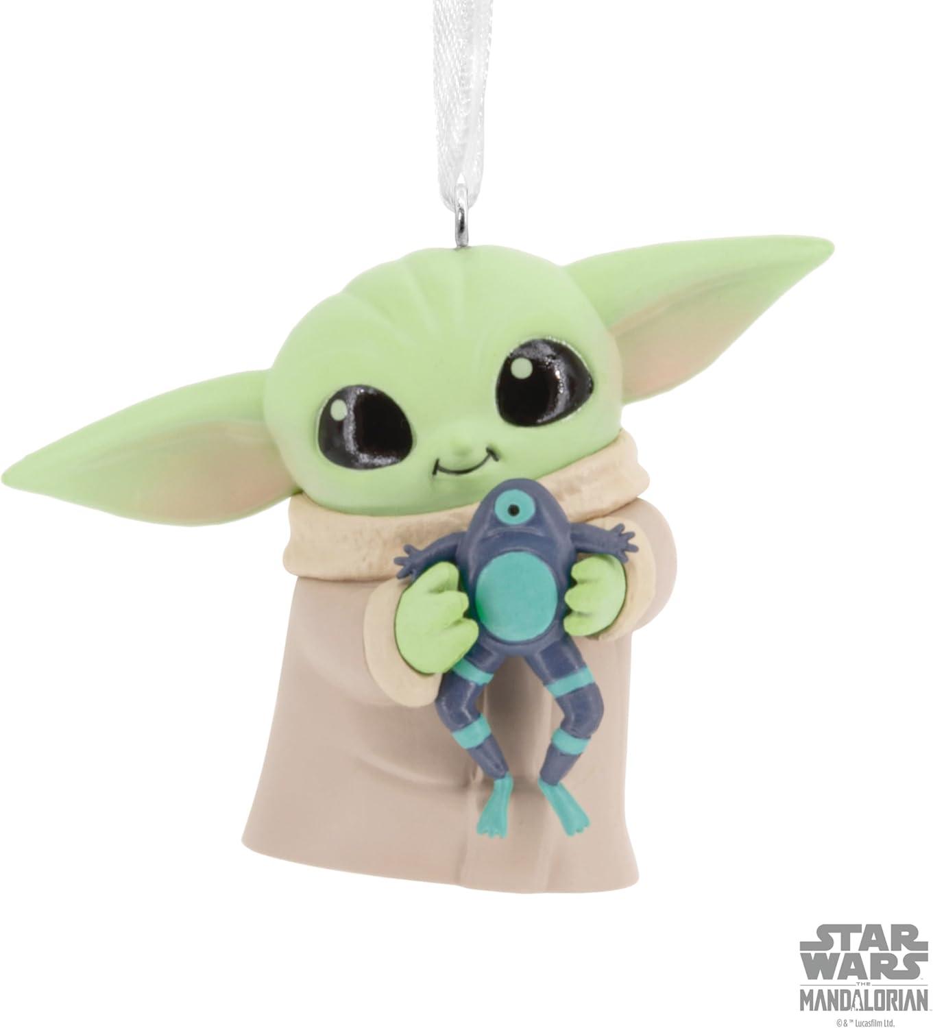 imageHallmark Star Wars The Mandalorian Grogu with Frog Christmas Ornament Gifts for Star Wars Fans