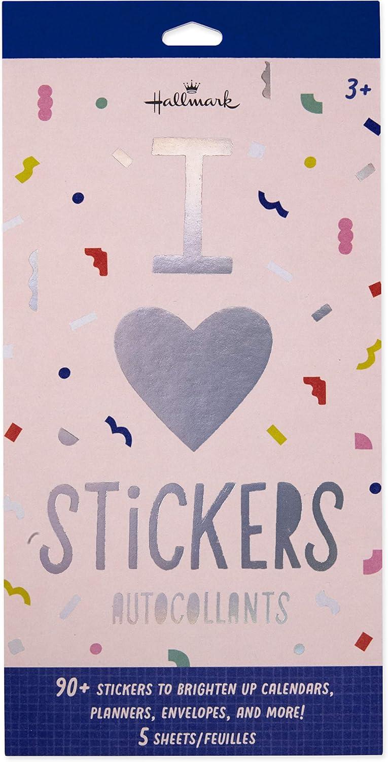 imageHallmark Stickers for Kids and Adults Pack of 91 Stickers 5 Sheets for Planners Notebooks Laptops Water Bottles and More