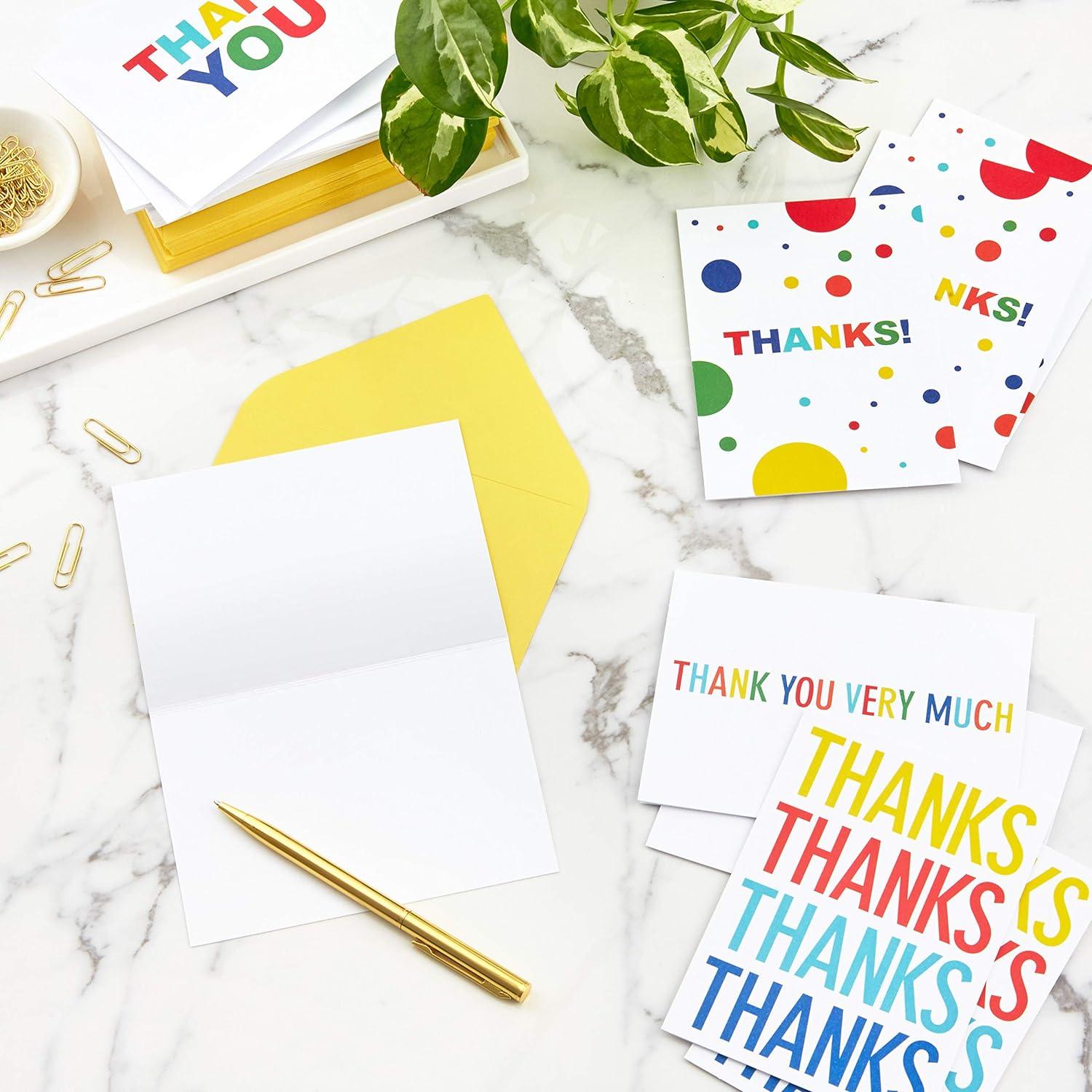 imageHallmark Thank You Cards Assortment Primary Colors 48 Thank You Notes for Kids and Adults for Graduation Baby Shower Birthdays All OccasionThank You Kids