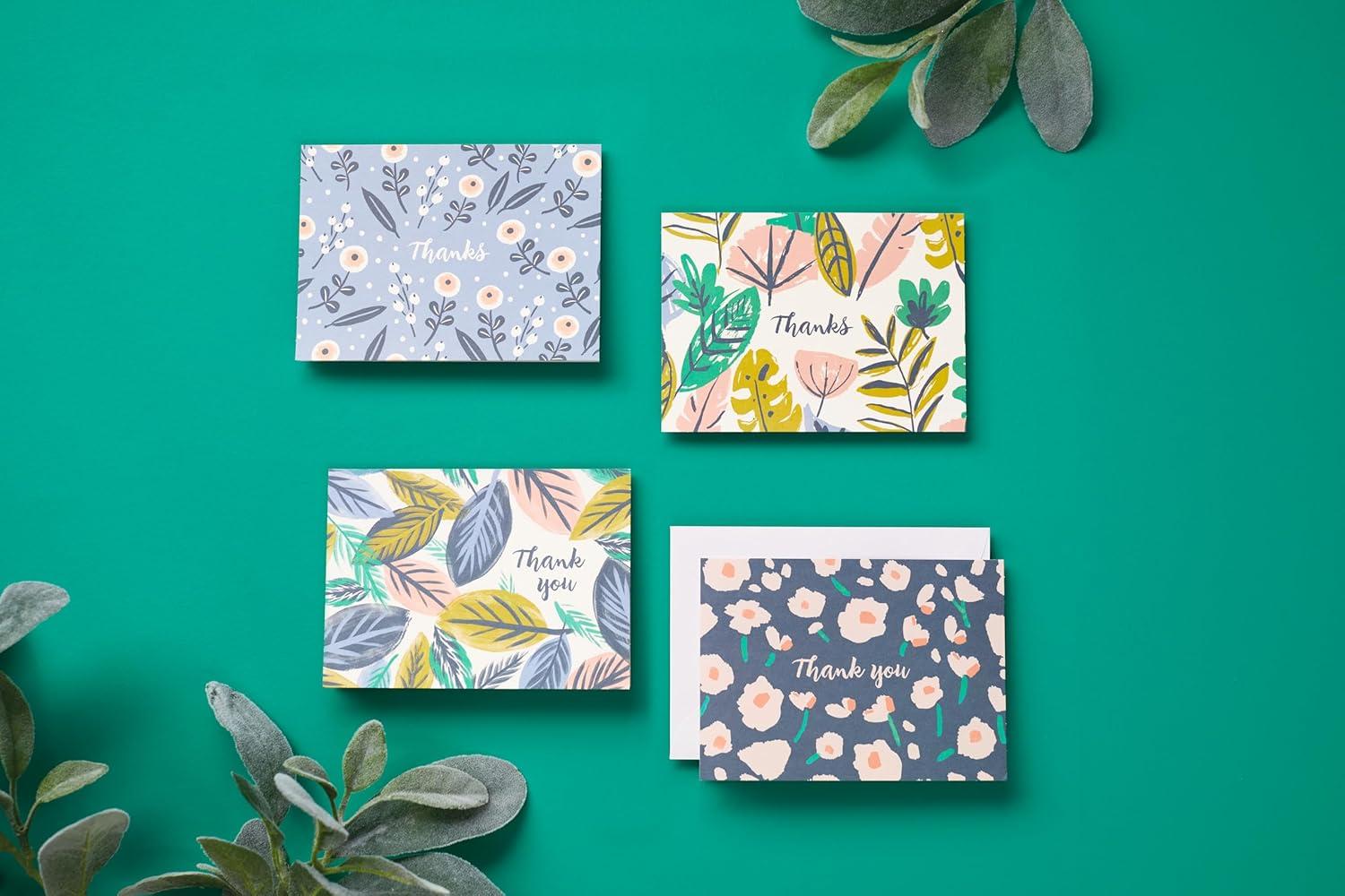 imageHallmark Thank You Cards Painted Florals 48 Count with Envelopes and Pentel RSVP Ballpoint Pens Pack of 5 for Bridal Showers Birthdays Graduations Any Occasion