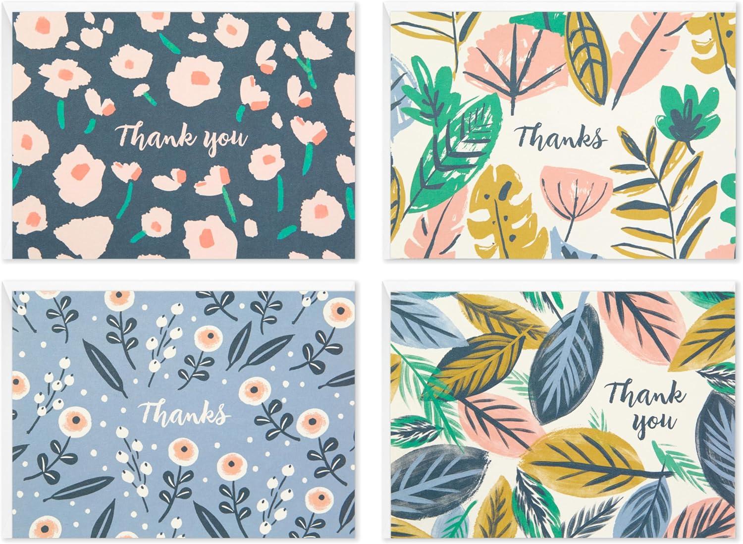 imageHallmark Thank You Cards Painted Florals 48 Count with Envelopes and Pentel RSVP Ballpoint Pens Pack of 5 for Bridal Showers Birthdays Graduations Any Occasion