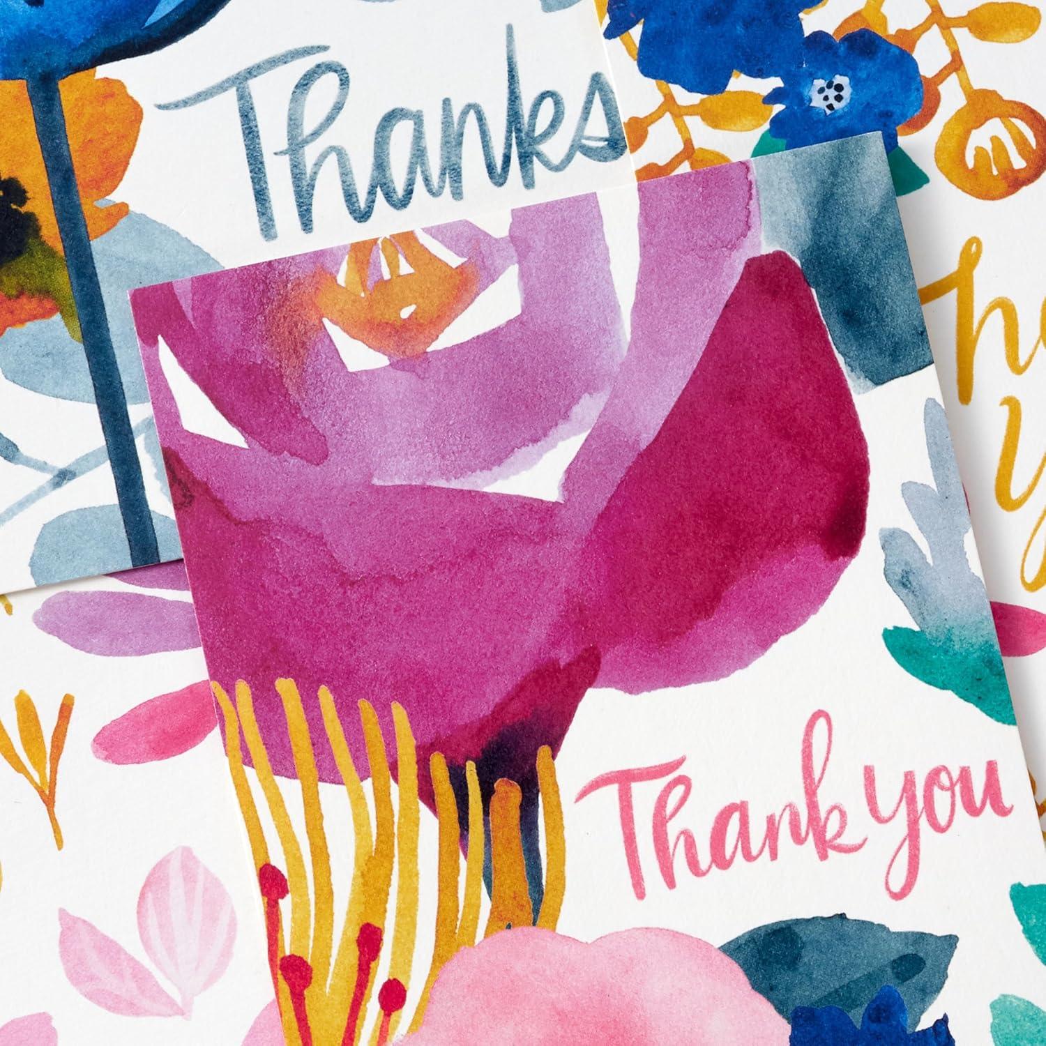 imageHallmark Thank You Notes Assortment 48 Blank Cards with Envelopes Watercolor Florals