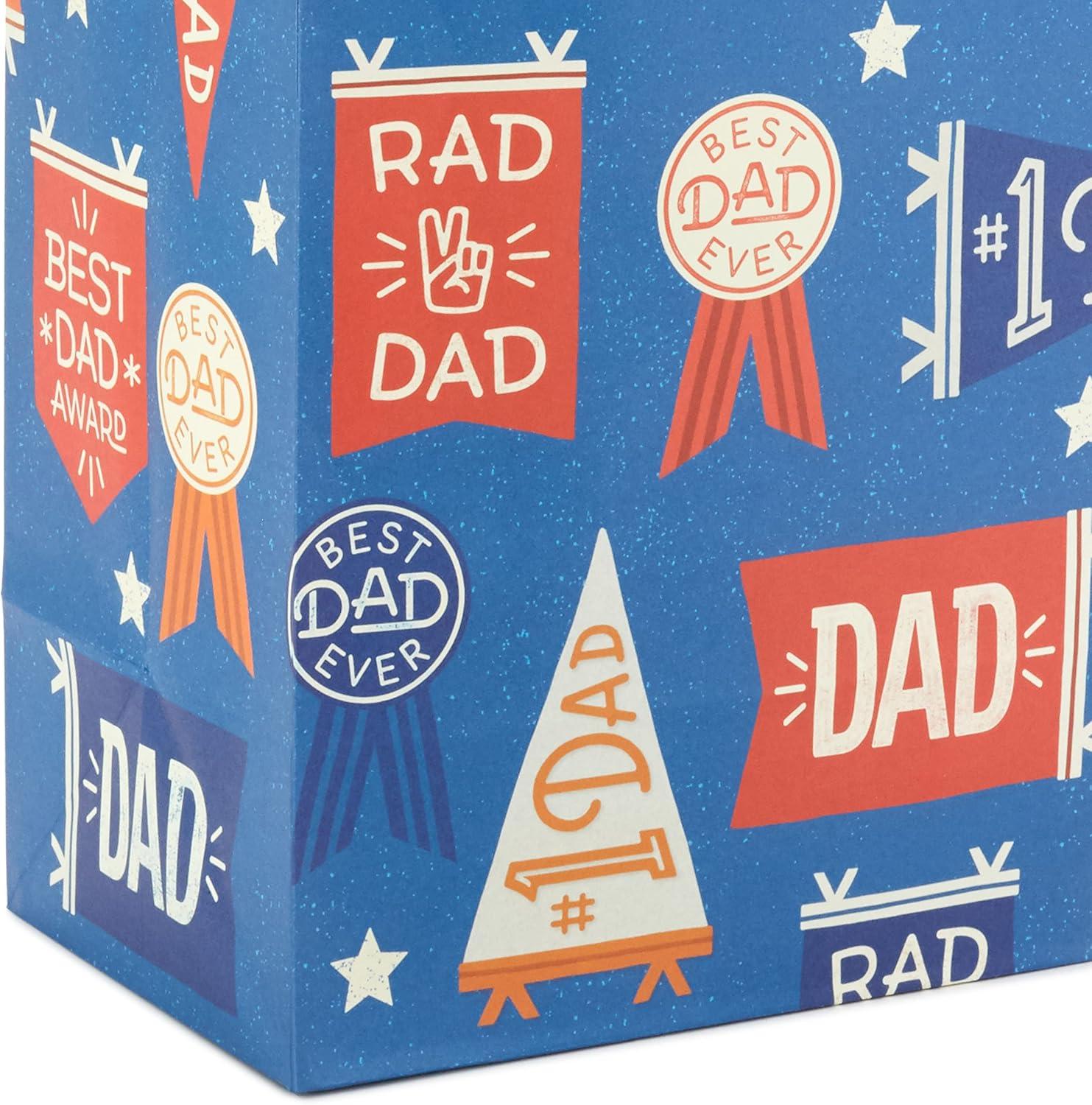 imageHallmark Wrap 13quot Large Gift Bag with Tissue Paper 130 Orange Blue Green BlackRad Dad  Best Dad Ever