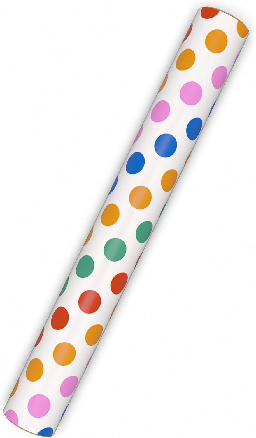 imageHallmark Wrapping Paper Mini Roll  Orange Blue Pink and Green Stripes Gift Wrap Paper 1 Mini Roll 40 sq ft ttl for Birthdays Graduations Mothers Day Any OccasionPolka Dot