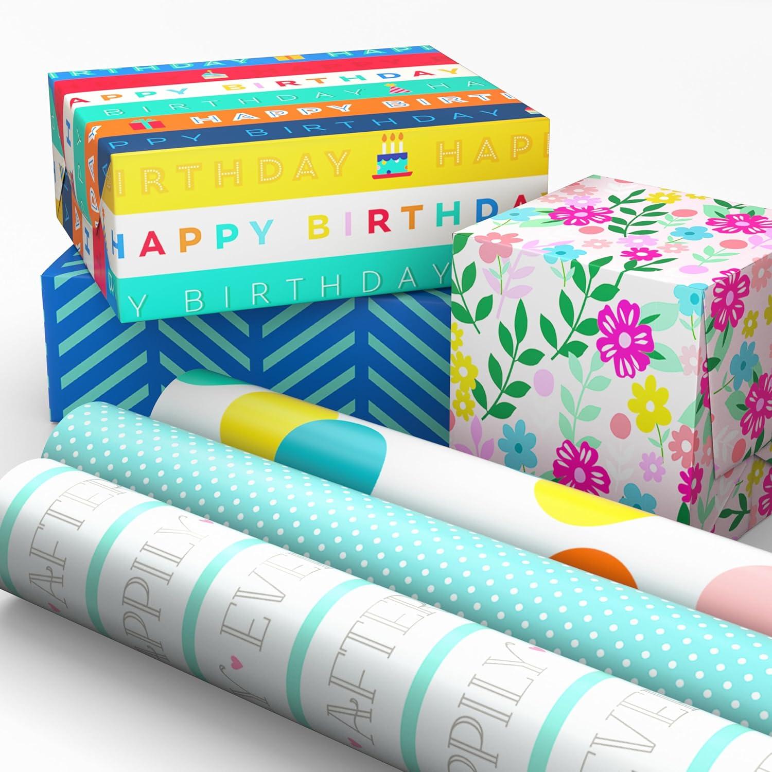 imageHallmark Wrapping Paper Rolls for Graduation Birthday Wedding Baby Shower  Flowers Polka Dots Happily Ever After Gift Wrap Set of 6 Assorted Rolls 180 sq ft ttl