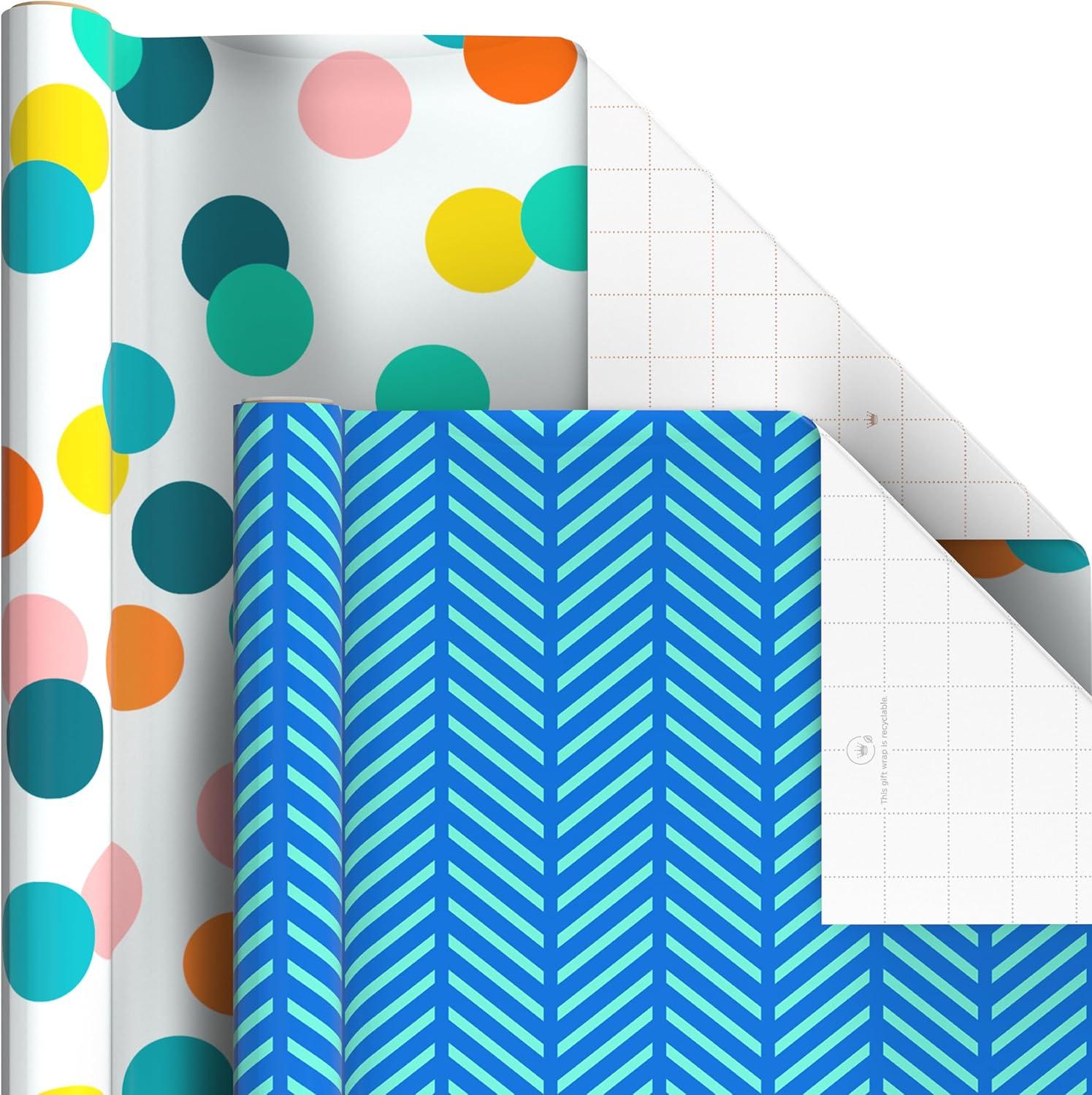 imageHallmark Wrapping Paper Rolls for Graduation Birthday Wedding Baby Shower  Flowers Polka Dots Happily Ever After Gift Wrap Set of 6 Assorted Rolls 180 sq ft ttl