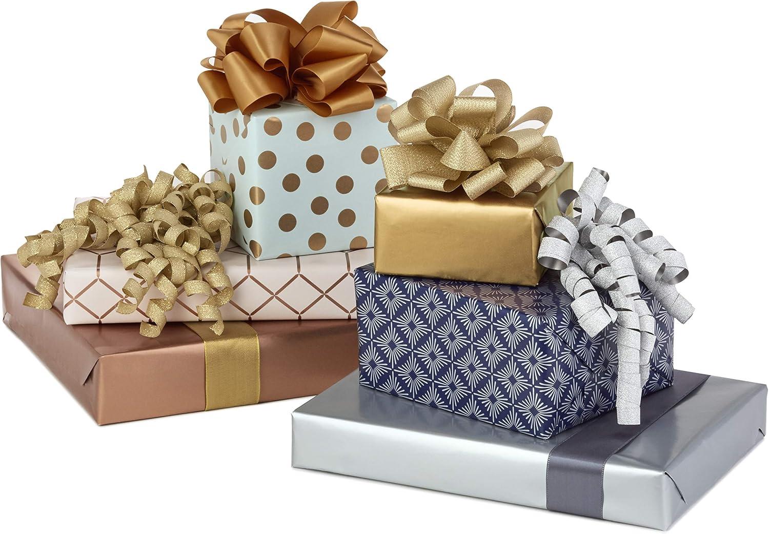 imageHallmark Wrapping Paper Rolls for Graduation Wedding Birthday Baby Shower Bridal Shower  Foil Metallic Pastel Gift Wrap Paper Set of 3 Reversible Rolls 120 sq ft ttlNavy  Blush  Mint