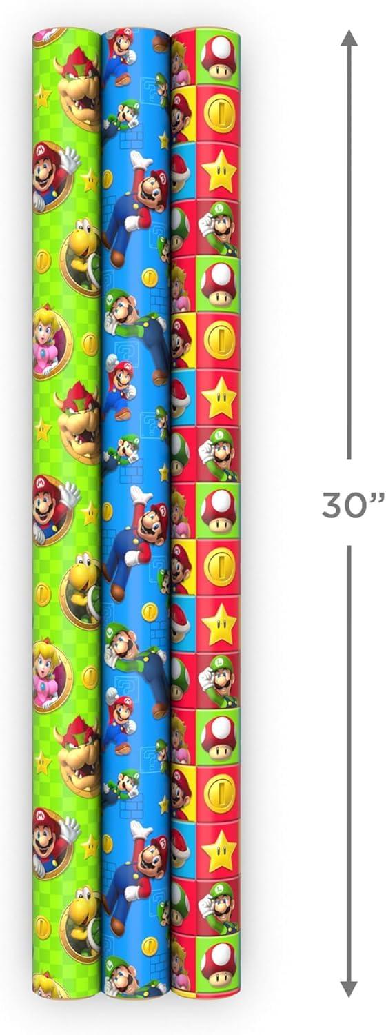 imageScotch Magic Tape and Hallmark Nintendo Super Mario Wrapping Paper Rolls 4 Rolls of Tape with Set of 3 Gift Wrap Rolls for Birthdays Christmas Any OccasionTape  Wrapping Paper