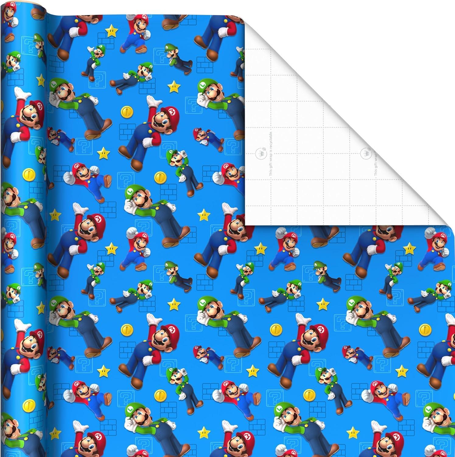 imageScotch Magic Tape and Hallmark Nintendo Super Mario Wrapping Paper Rolls 4 Rolls of Tape with Set of 3 Gift Wrap Rolls for Birthdays Christmas Any OccasionTape  Wrapping Paper