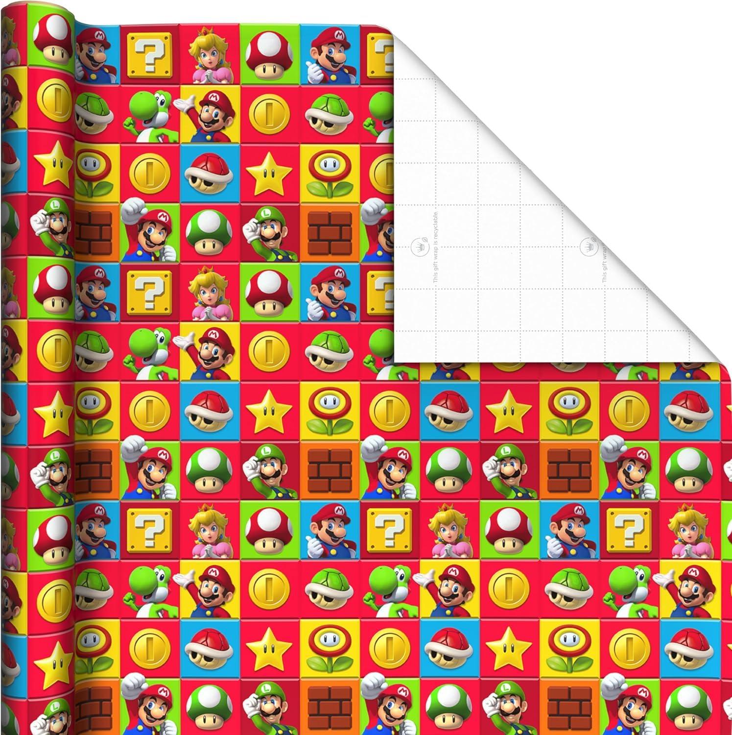 imageScotch Magic Tape and Hallmark Nintendo Super Mario Wrapping Paper Rolls 4 Rolls of Tape with Set of 3 Gift Wrap Rolls for Birthdays Christmas Any OccasionTape  Wrapping Paper