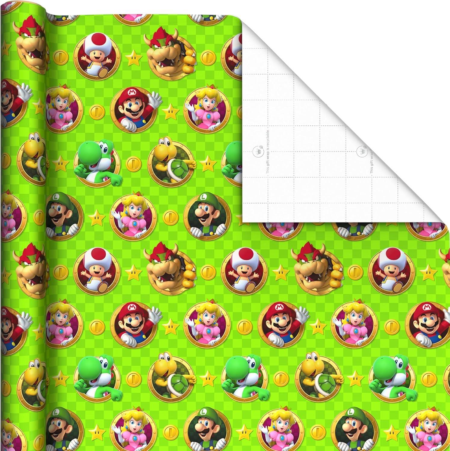 imageScotch Magic Tape and Hallmark Nintendo Super Mario Wrapping Paper Rolls 4 Rolls of Tape with Set of 3 Gift Wrap Rolls for Birthdays Christmas Any OccasionTape  Wrapping Paper