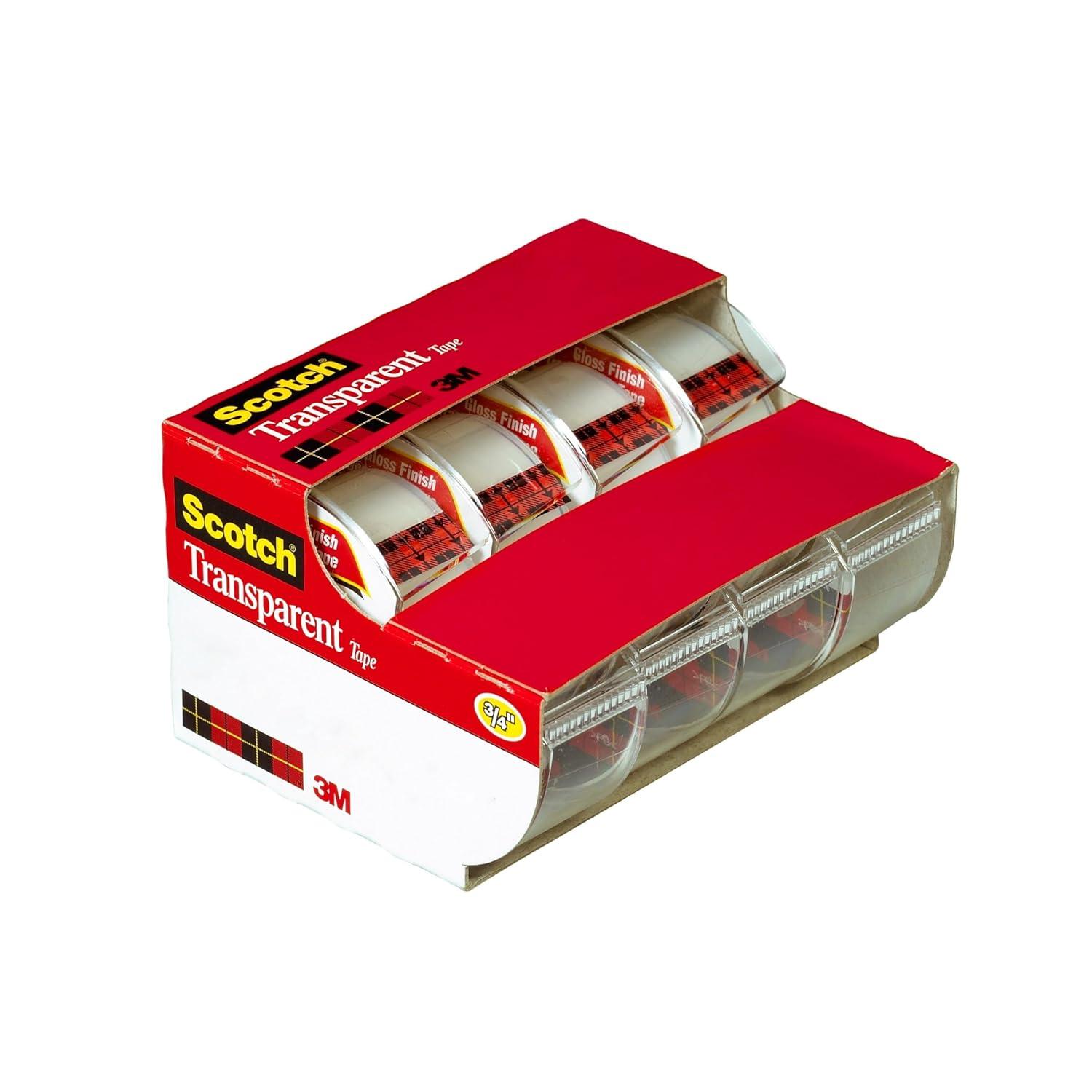 imageScotch Transparent Tape Versatile Clear Tape Engineered for Office and Home Use 34 x 850 Inches 4 Dispensered RollsTape