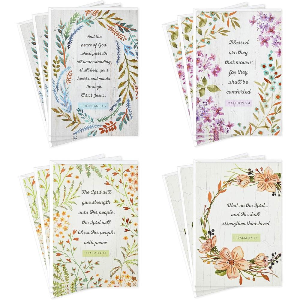 imageDaySpring Assorted Religious Sympathy Cards Floral Wreaths 12 Cards with EnvelopesFloral Wreaths