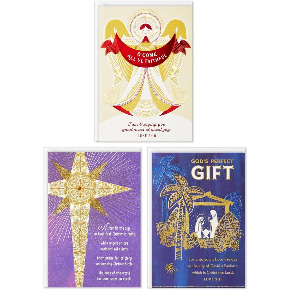 imageDaySpring Religious Christmas Card Assortment 3 Cards with Envelopes Nativity Angel StarReligious Cards  3 Assorted Cards with Envelopes
