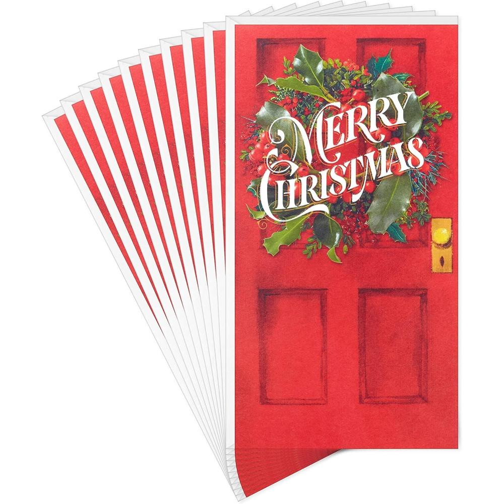 imageHALLMARK Pack of Christmas Money or Gift Card Holders Red Door 10 Cards with Envelopes
