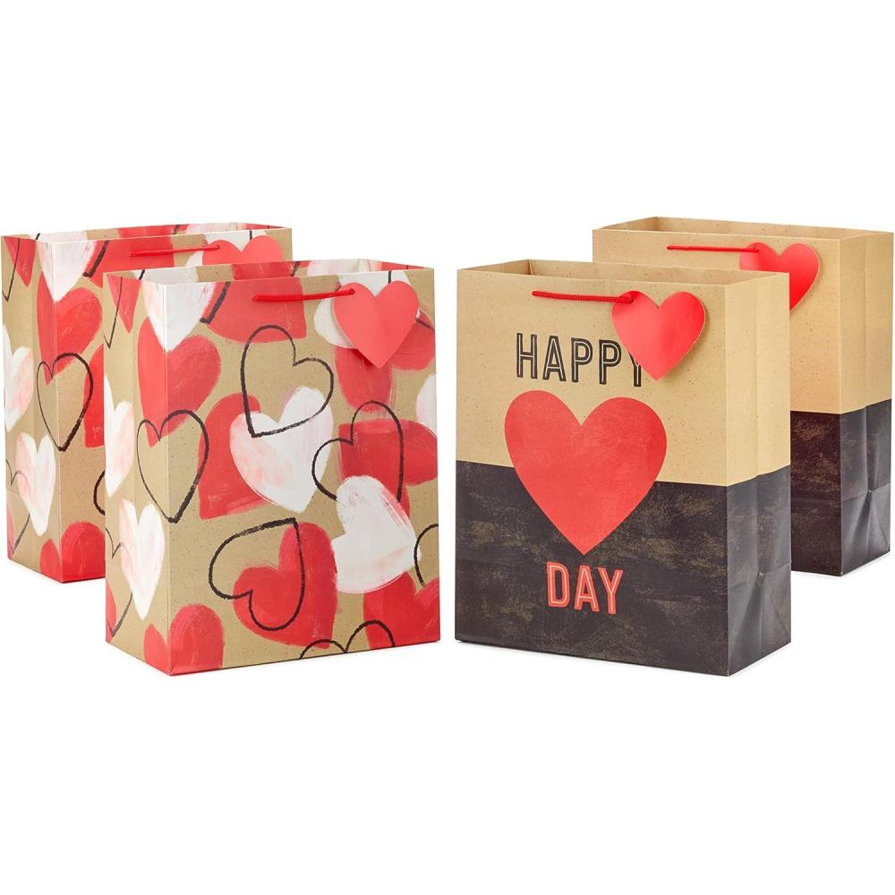 imageHallmark 17quot Extra Large Valentines Day Gift Bag with Blue Tissue Paper Gold Heart Paint SplattersHearts  Happy Heart Day