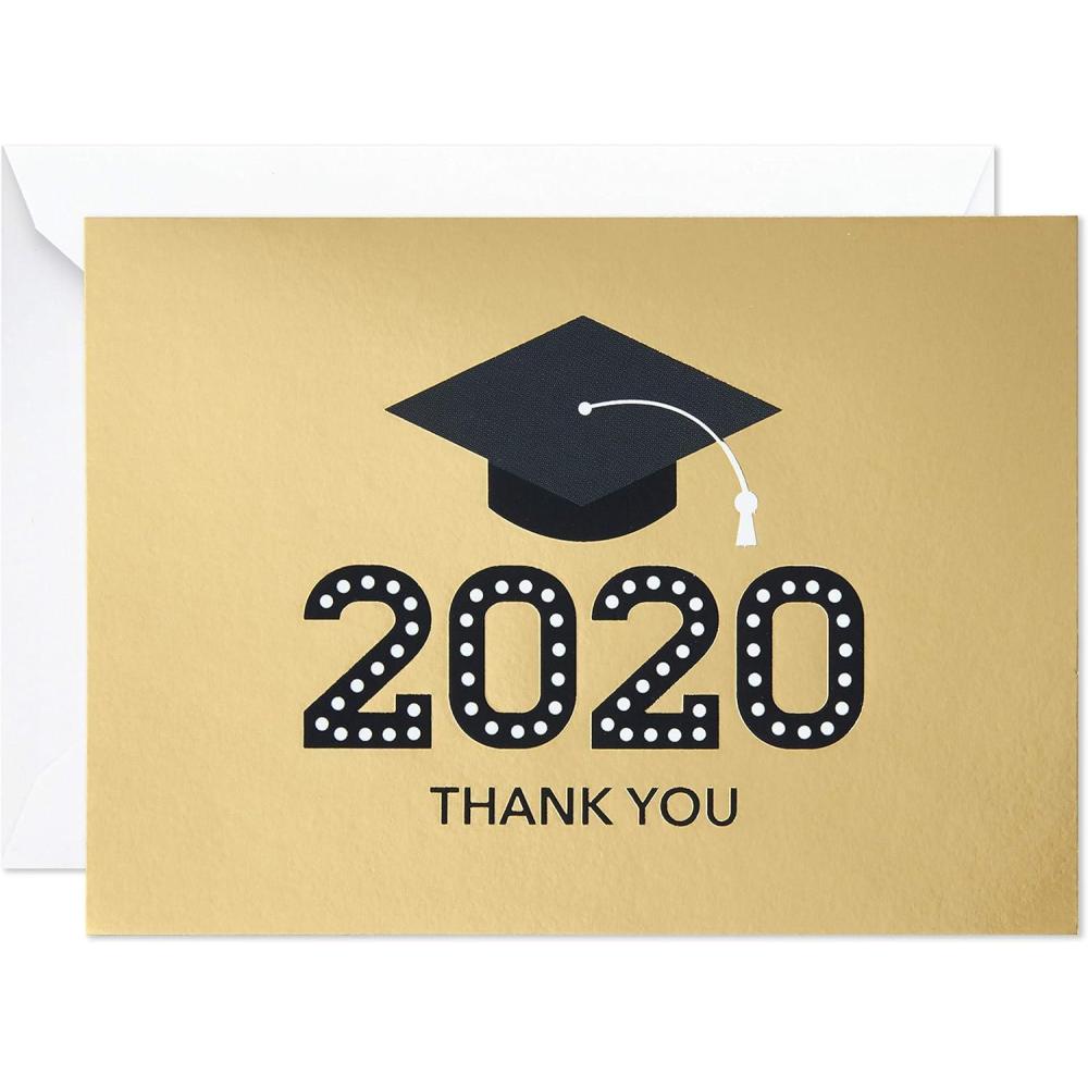 imageHallmark 2025 Bulk Graduation Thank You Cards Black and Gold 40 Count with Envelopes for Grad Announcements Invitations Thanks2020 Grad