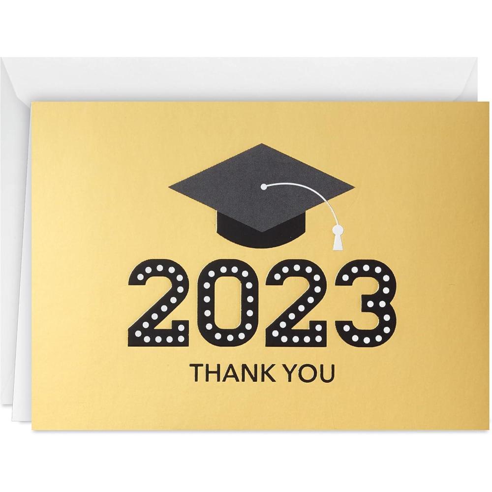 imageHallmark 2025 Bulk Graduation Thank You Cards Black and Gold 40 Count with Envelopes for Grad Announcements Invitations Thanks2023 Grad