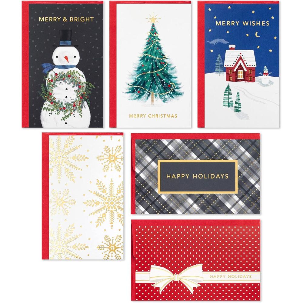 imageHallmark Assorted Religious Handmade Boxed Christmas Cards Set of 20 Premium Holiday Greeting Cards and Envelopes 1XPX5657Merry Wishes  Mini Blank Notes Assorment