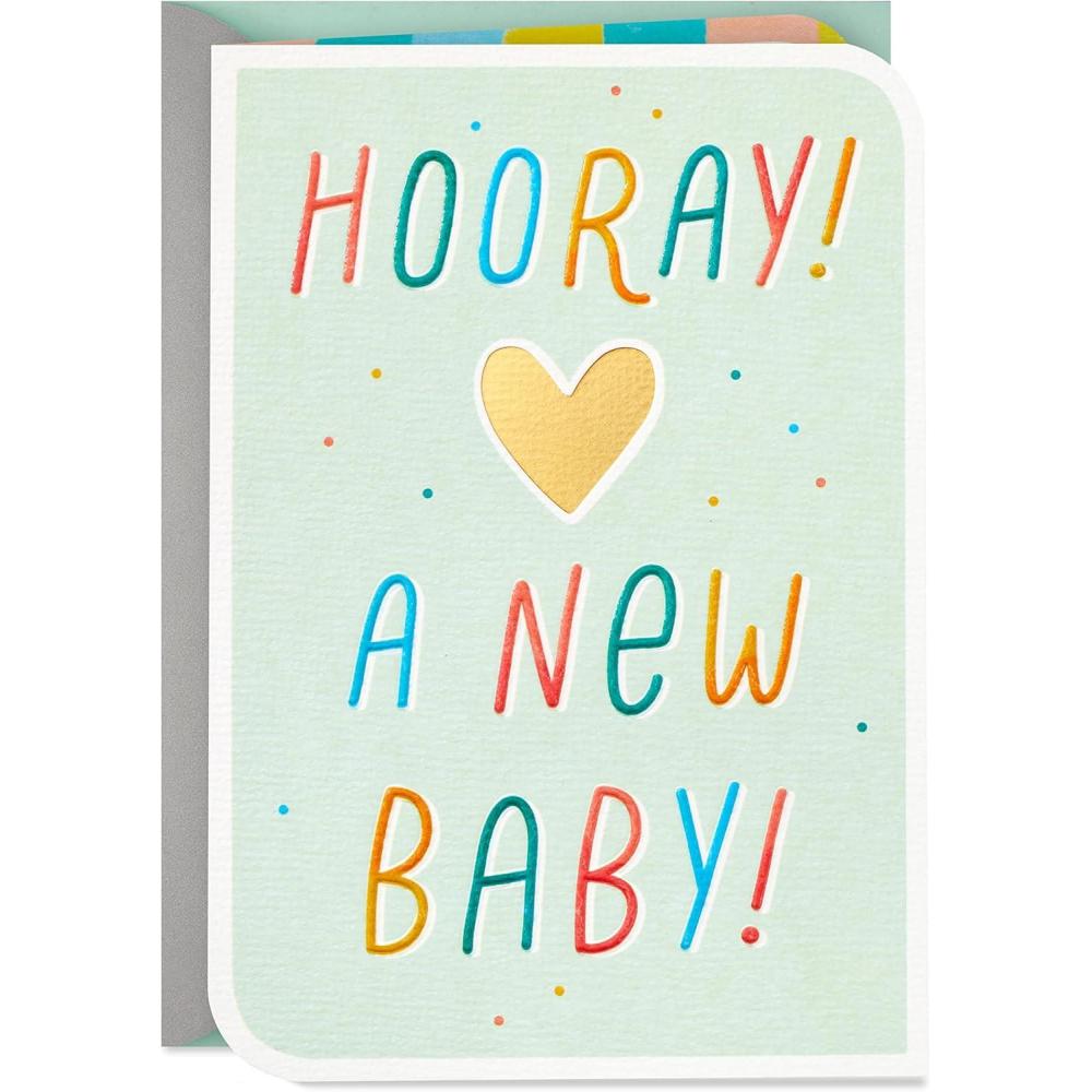 imageHallmark Baby Shower Card for New Parents Hooray Welcome New Baby Congratulations Gender RevealHooray