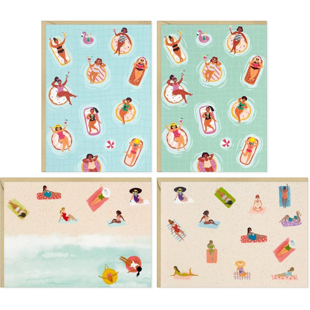imageHallmark Beach Note Card Assortment 48 Blank Cards with Envelopes for Summer Birthdays Pool Party Invitations Bachelorette Party Thank Yous