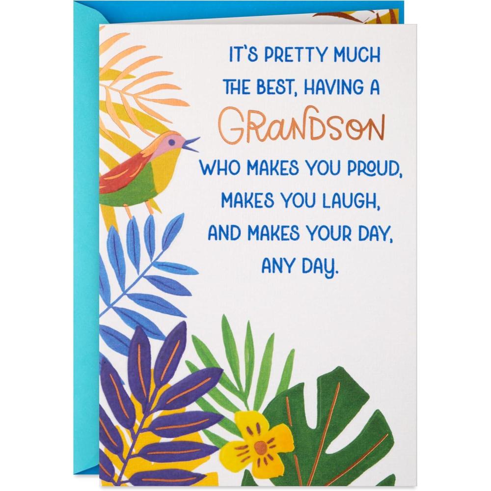imageHallmark Birthday Card for Grandson Tropical Leaves with Bird