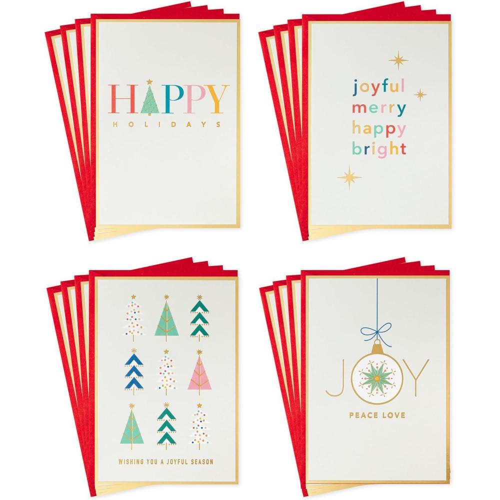 imageHallmark Boxed Christmas Cards Assortment Colorful Vintage 6 Designs 24 Cards with EnvelopesModern Holiday Card Assortment