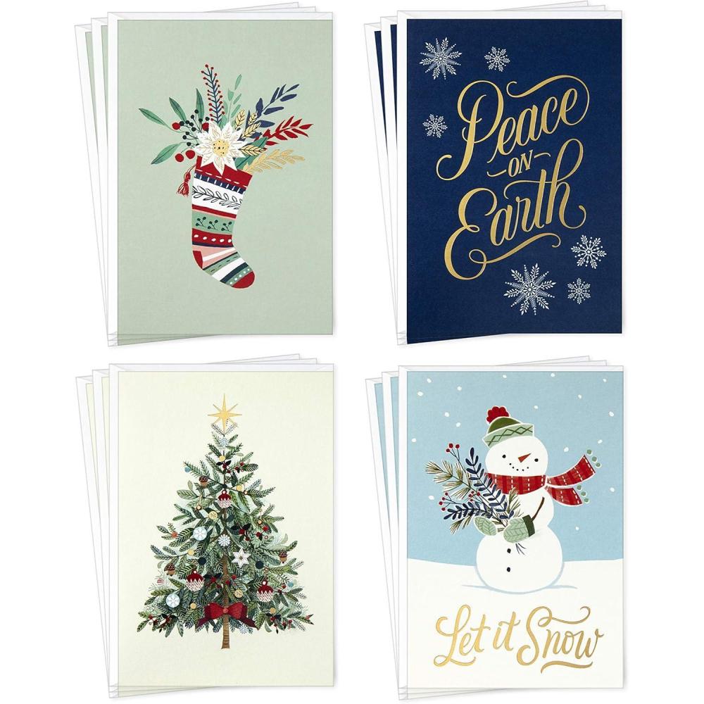 imageHallmark Boxed Christmas Cards Assortment Let it Snow 4 Designs 12 Cards and EnvelopesLet it Snow Holiday Card Assortment