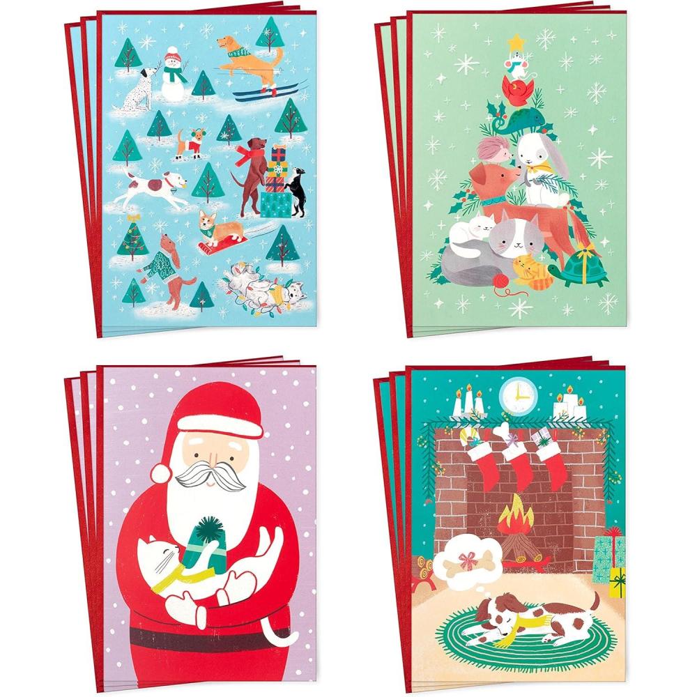 imageHallmark Boxed Christmas Cards Assortment Vintage Holidays 6 Designs 36 Cards with EnvelopesCats and Dogs  Holiday Card Assortment