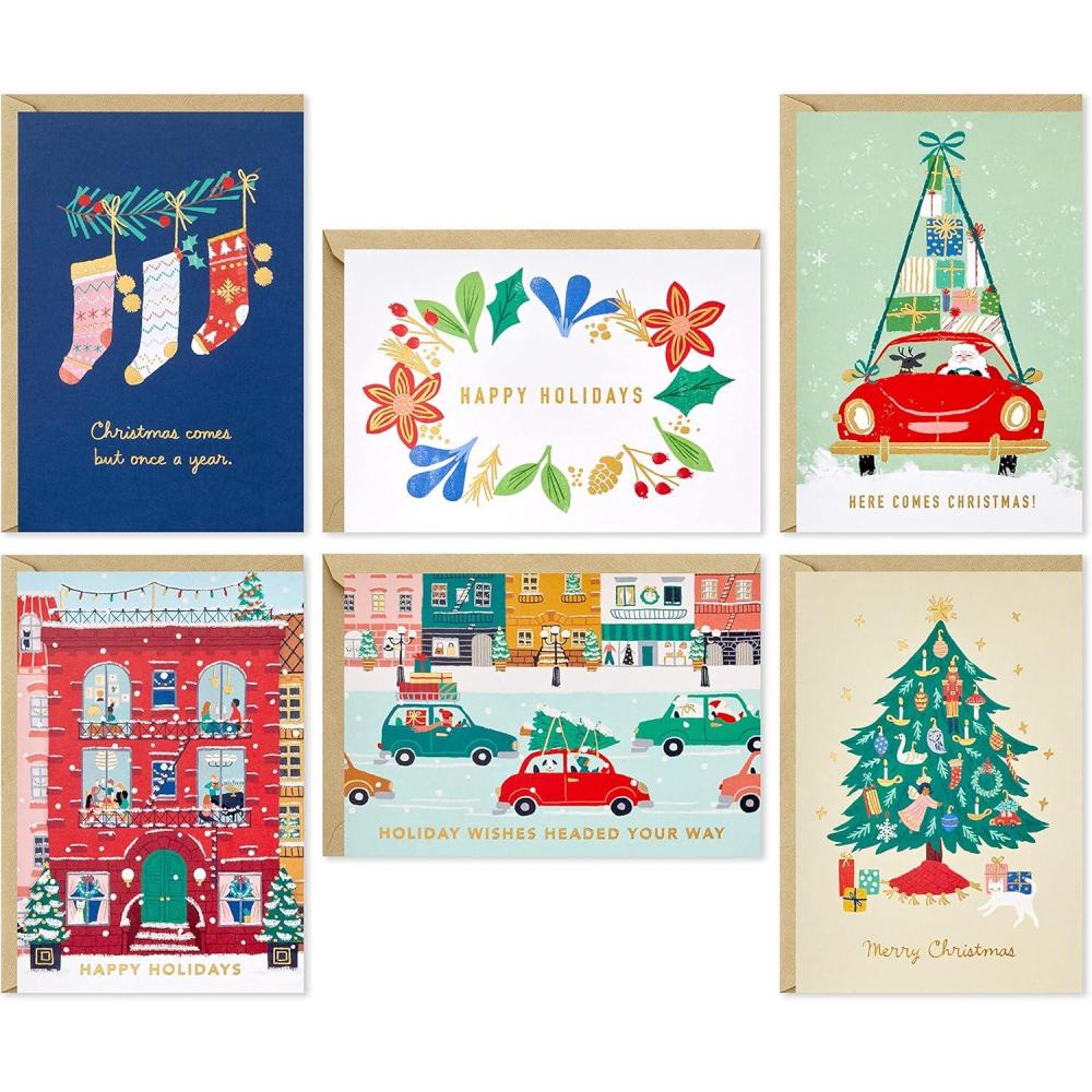 imageHallmark Boxed Christmas Cards Assortment Vintage Holidays 6 Designs 36 Cards with EnvelopesCity and Holiday Icons Card Assortment