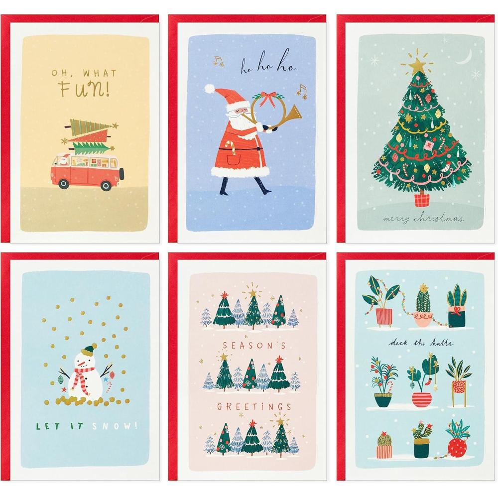 imageHallmark Boxed Christmas Cards Assortment Vintage Holidays 6 Designs 36 Cards with EnvelopesCute Holiday Illustrations Card Assortment