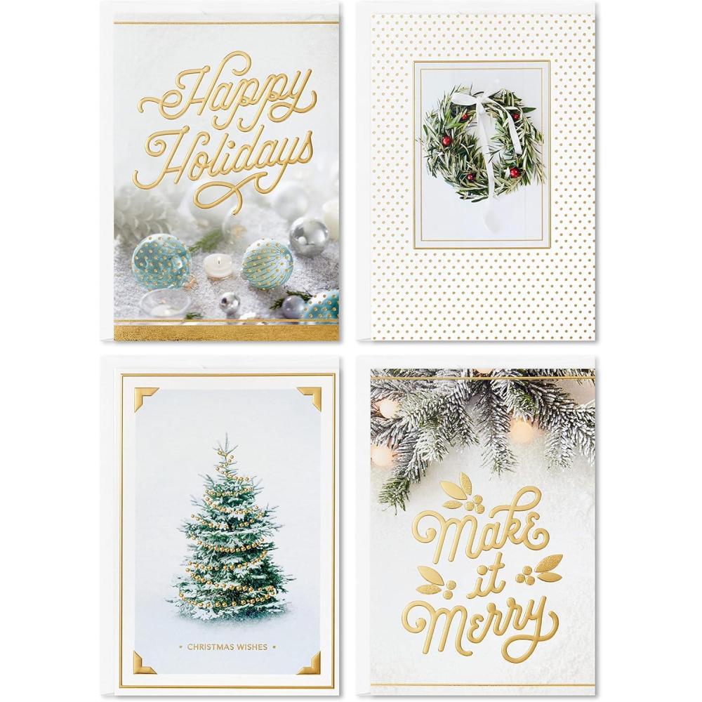 imageHallmark Boxed Christmas Cards Assortment White and Gold 40 Cards and EnvelopesGreeting Card
